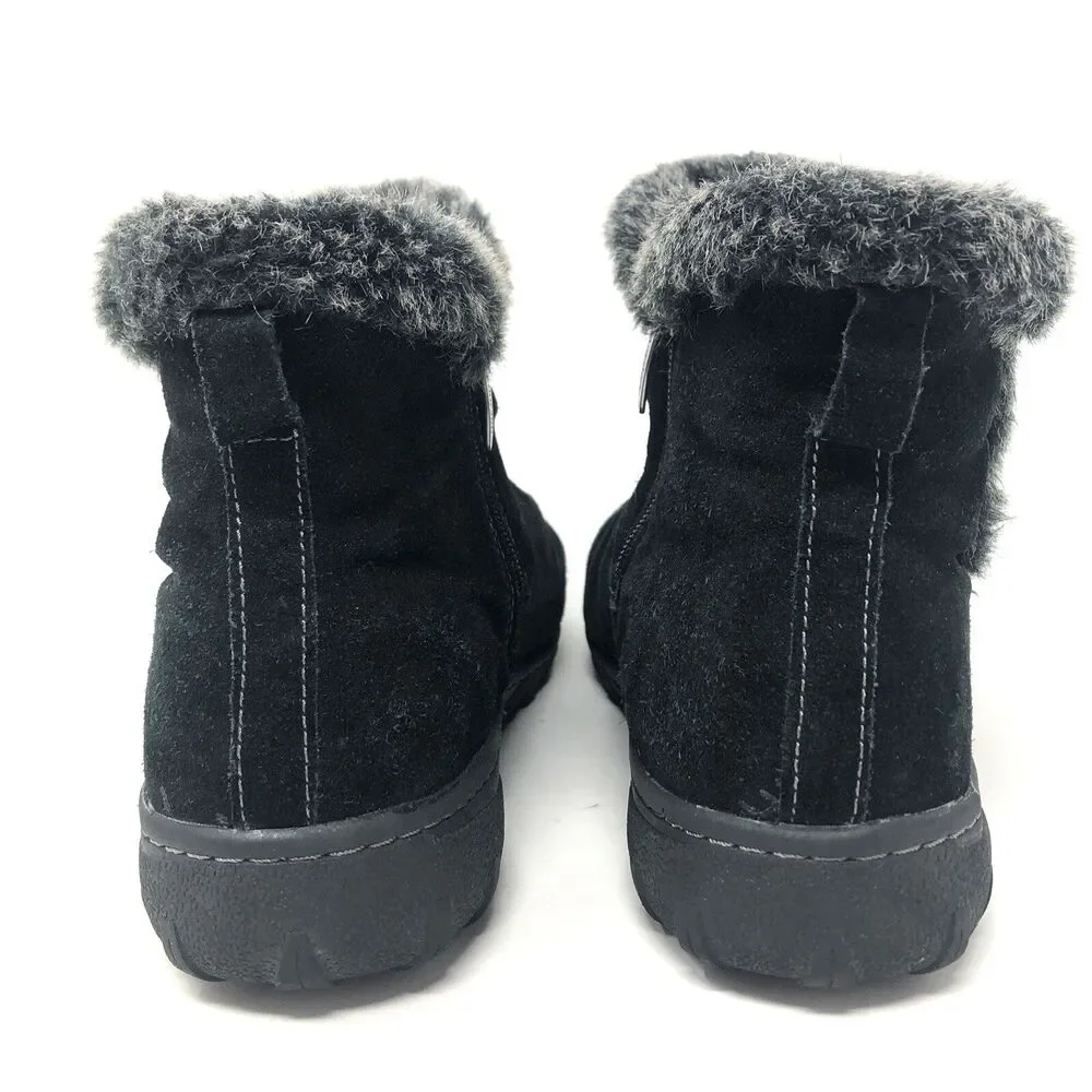 Khombu Bonnie Suede All Weather Ankle Boots Womens 10 Black Faux Fur Shearling